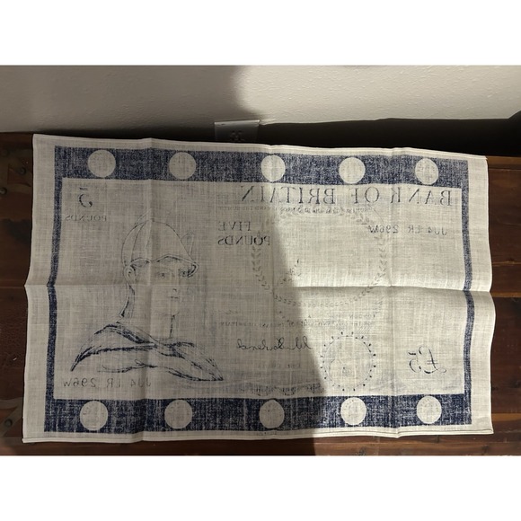 Vintage Ulster Irish Linen Tea Towel‎ Bank of Britain- NWOT - Picture 4 of 6